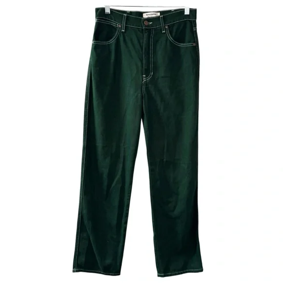 Reformation Cowboy High Rise Straight Jeans Emerald Green Size 26 (meas 28) - Picture 2 of 15